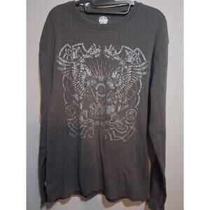 Irreverent Men's Shirt XXL Fitted Gray Thermal Y2K Style Top Casual 2000s